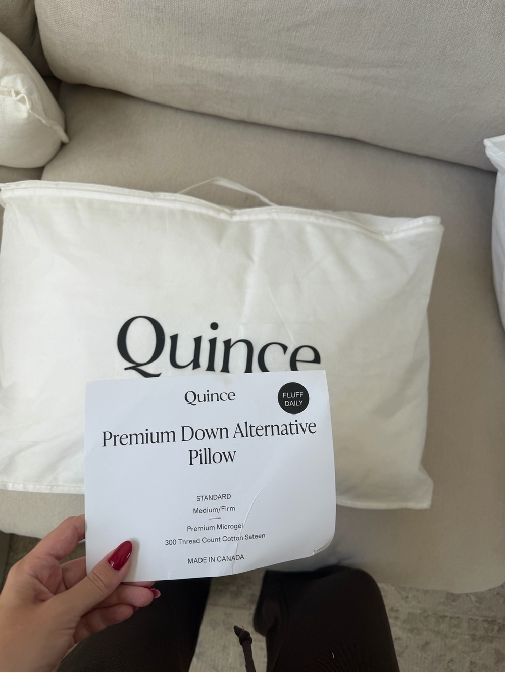 Quince White Premium Down Alternative Pillow